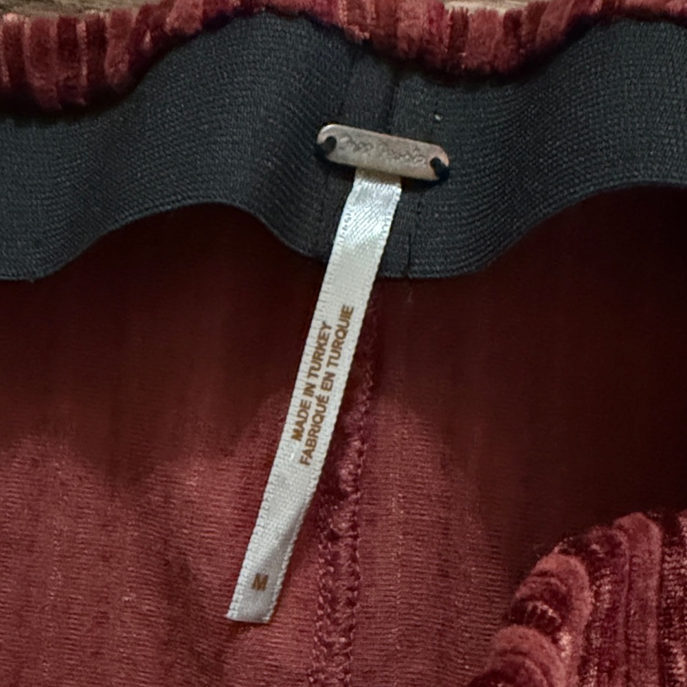 Free People Ribbed Velvet Flare Pants in Wine Red - Picture 4 of 7
